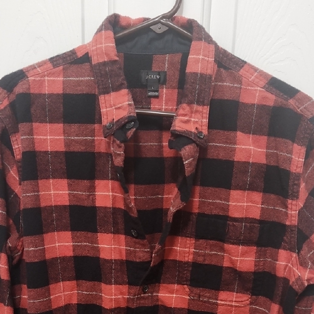 J. Crew Red and Black Plaid Casual Shirt